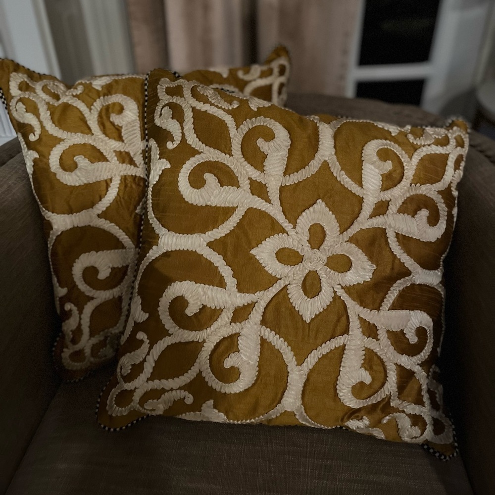Two accent pillows for couch, chairs or a window seat.